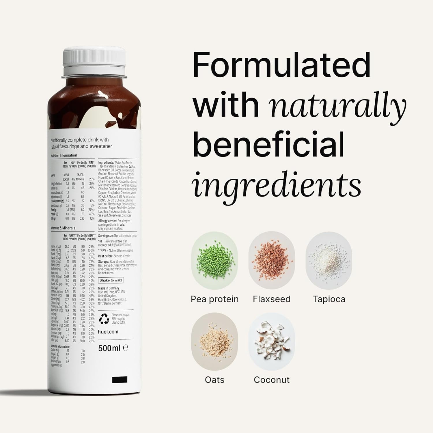 Ready-To-Drink | Chocolate Meal Replacement Drink | High Protein Drink | Nutritionally Complete, Low Sugar, High Fiber, Plant Based, Vegan, Healthy | 20G Protein per Bottle | 16.9 Fl Oz (12 Pack)