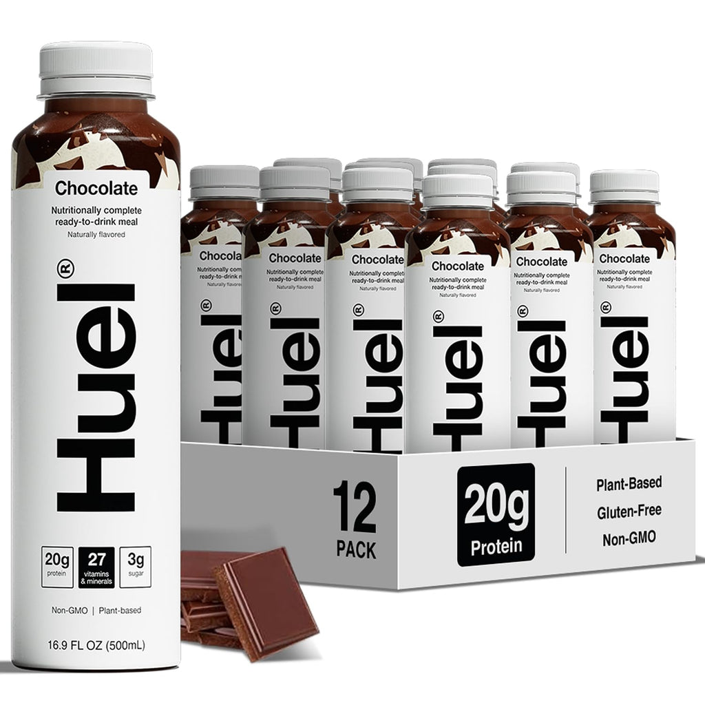 Ready-To-Drink | Chocolate Meal Replacement Drink | High Protein Drink | Nutritionally Complete, Low Sugar, High Fiber, Plant Based, Vegan, Healthy | 20G Protein per Bottle | 16.9 Fl Oz (12 Pack)